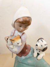 Load image into Gallery viewer, Lladro Little Friskies Girl with Cat and Dog