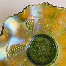 Load image into Gallery viewer, Fenton Green Carnival Glass Grapes Dish42401