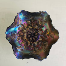 Load image into Gallery viewer, Fenton Holly Ruffled Edge Blue/ Purple Glass Bowl 42302