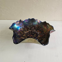 Load image into Gallery viewer, Fenton Holly Ruffled Edge Blue/ Purple Glass Bowl 42302