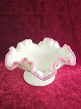 Load image into Gallery viewer, Fenton Apple Blossom Crest Compote Pink Rims #42502