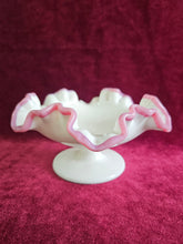 Load image into Gallery viewer, Fenton Apple Blossom Crest Compote Pink Rims #42502