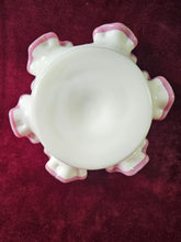 Load image into Gallery viewer, Fenton Apple Blossom Crest Compote Pink Rims #42502