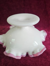 Load image into Gallery viewer, Fenton Apple Blossom Crest Compote Pink Rims #42502