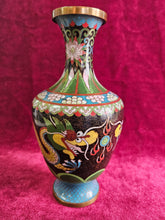 Load image into Gallery viewer, Antique Chinese Brass Cloisonne Enamel Dragon #2514