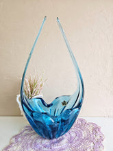 Load image into Gallery viewer, Turquoise Blue Chalet Glass Basket 42403