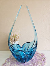 Load image into Gallery viewer, Turquoise Blue Chalet Glass Basket 42403