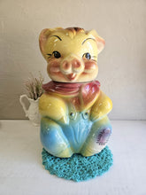 Load image into Gallery viewer, Vintage American Bisque Pig in Overalls Cookie Jar. 333