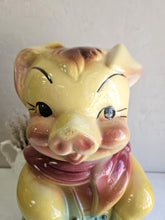 Load image into Gallery viewer, Vintage American Bisque Pig in Overalls Cookie Jar. 333