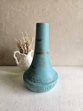 Load image into Gallery viewer, McCoy Turquoise Vase Art Deco with Gold AccenT 23 59