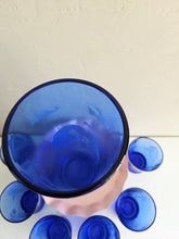 Load image into Gallery viewer, Cobalt Blue Hazel Atlas Windmill Cocktail Shaker Set 18 21