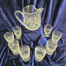 Load image into Gallery viewer, Waterford Crystal Pitcher and 8 Footed Glasses Set – Lismore Pattern 42504