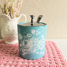 Load image into Gallery viewer, Staffordshire Midwinter Jam Pot Turquoise Floral #42508