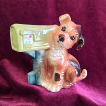 Load image into Gallery viewer, Royal Copley Dog w/ Mailbox Ceramic Planter 23 56