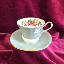 Load image into Gallery viewer, Aynsley Light Green Floral Teacup and Saucer 42505