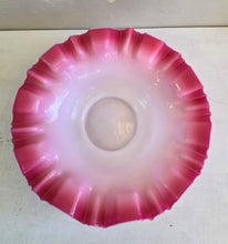 Load image into Gallery viewer, Antique Brides Basket Silverplate with Ruffled Cranberry Edging over White. 42510