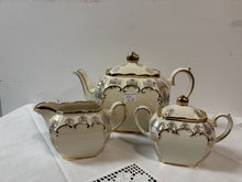Load image into Gallery viewer, White and Gold Sadler 3-piece Tea Set 42605