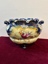 Load image into Gallery viewer, Victorian Handpainted Cobalt Floral Pottery Jardiniere 42603
