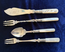 Load image into Gallery viewer, Silverplated Serving Utensils with Mother of Pearl Handles 024
