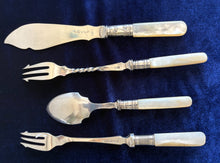 Load image into Gallery viewer, Silverplated Serving Utensils with Mother of Pearl Handles 024