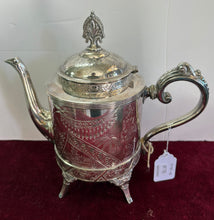 Load image into Gallery viewer, Antique Engraved 3-piece Silver Plated Tea Set 42604