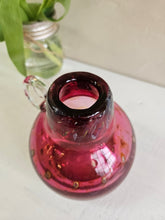 Load image into Gallery viewer, Cranberry Art Vase with Glass Handle 24 33