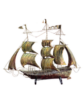 Load image into Gallery viewer, Brass Sailing Ship on a Stand 42507