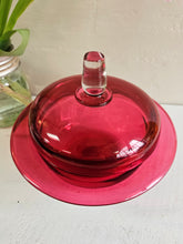 Load image into Gallery viewer, Cranberry Glass Candy Jar with Lid 2434