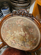 Load image into Gallery viewer, Victorian Carved Wood Armchair with Floral Needlepoint Upholstery #42408