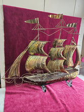 Load image into Gallery viewer, Brass Sailing Ship on a Stand 42507