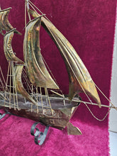 Load image into Gallery viewer, Brass Sailing Ship on a Stand 42507
