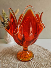 Load image into Gallery viewer, Amberina Handkerchief Footed Vase w/ Cadmium #42505