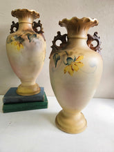 Load image into Gallery viewer, Antique Late Victorian Porcelain Sunflower Vases #42502