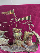 Load image into Gallery viewer, Brass Sailing Ship on a Stand 42507