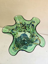Load image into Gallery viewer, Green Glass Handkerchief Vase #42505