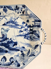 Load image into Gallery viewer, Blue & White Chinoiserie Porcelain Platter Serving Tray 24 52