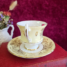 Load image into Gallery viewer, Paragon Deep Red Rose with Yellow & Gold Cup & Saucer 028