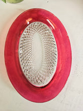 Load image into Gallery viewer, Indiana Glass Diamond Point Butter Dish with Cranberry Band 939
