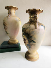 Load image into Gallery viewer, Antique Late Victorian Porcelain Sunflower Vases #42502