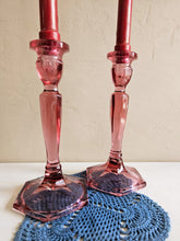Load image into Gallery viewer, Cranberry Fenton Taper Candlestick Holders #42505