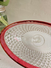 Load image into Gallery viewer, Indiana Glass Diamond Point Butter Dish with Cranberry Band 939