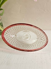 Load image into Gallery viewer, Indiana Glass Diamond Point Butter Dish with Cranberry Band 939