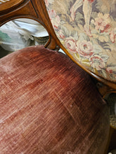 Load image into Gallery viewer, Victorian Carved Wood Armchair with Floral Needlepoint Upholstery #42408