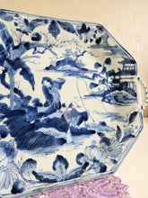 Load image into Gallery viewer, Blue & White Chinoiserie Porcelain Platter Serving Tray 24 52