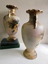Load image into Gallery viewer, Antique Late Victorian Porcelain Sunflower Vases #42502