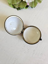 Load image into Gallery viewer, Limoges Style Romantic Couple with swan Round Hinged Trinket Box 42302