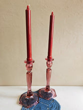 Load image into Gallery viewer, Cranberry Fenton Taper Candlestick Holders #42505
