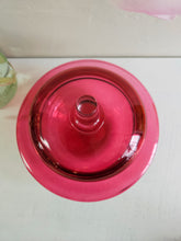 Load image into Gallery viewer, Cranberry Glass Candy Jar with Lid 2434