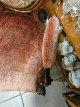 Load image into Gallery viewer, Victorian Carved Wood Armchair with Floral Needlepoint Upholstery #42408