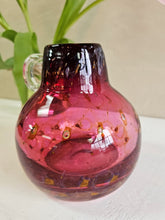 Load image into Gallery viewer, Cranberry Art Vase with Glass Handle 24 33